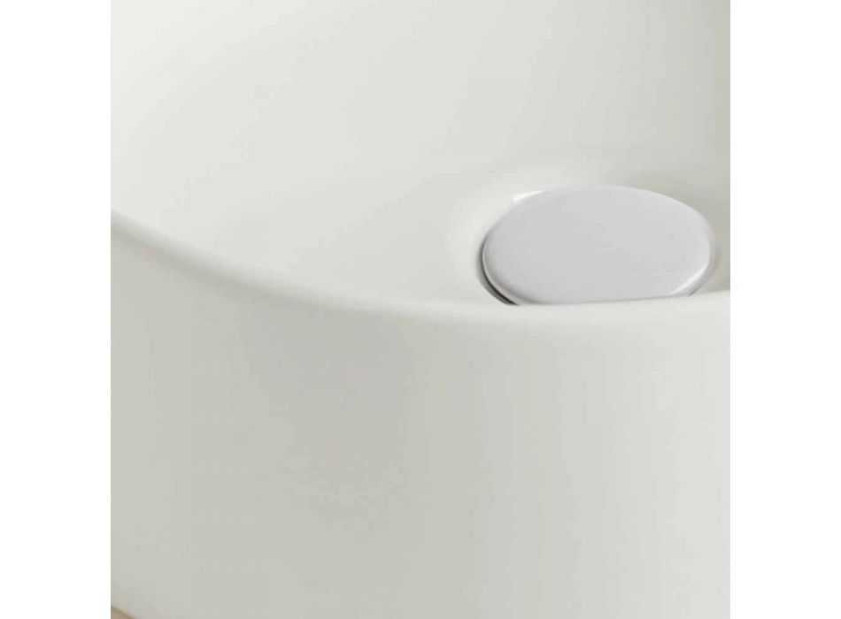 Lavatório de bancada circular moderno em cerâmica Made in Italy - Rotolino Viadurini