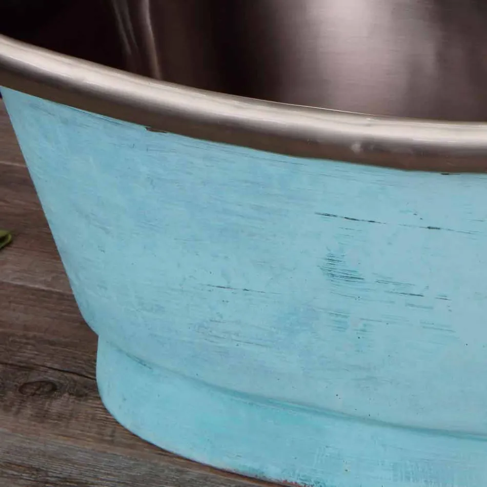 Lavatório terminado em ferro branco e verdete Cala Viadurini