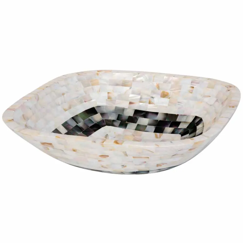 Lavatório de apoio com inserções em conchas Bea, peça única Viadurini