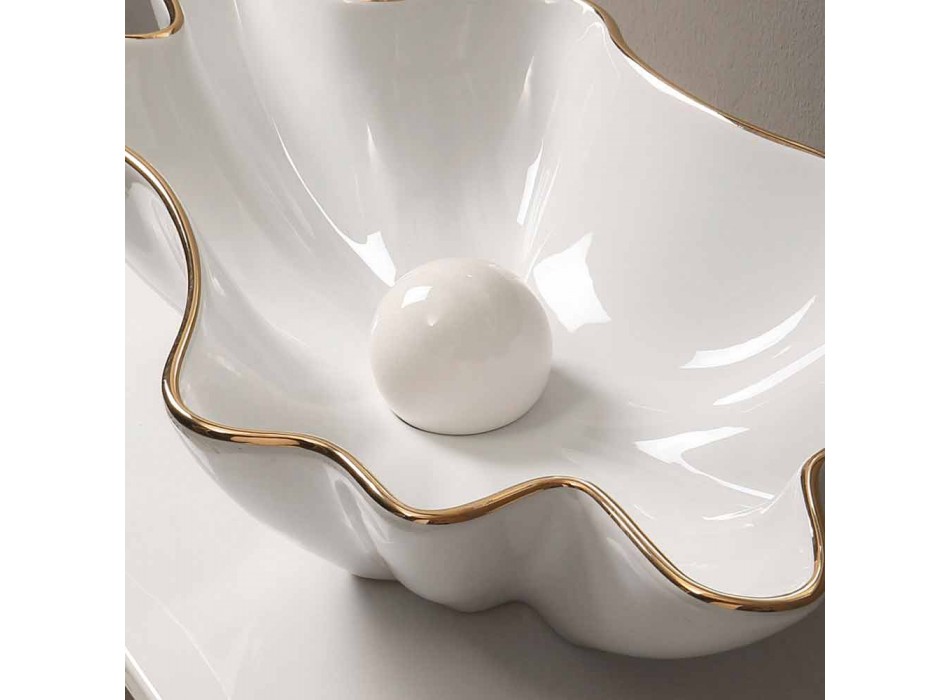 Lavatório de design em cerâmica de ouro branco cerâmico feito na Itália Rayan Viadurini