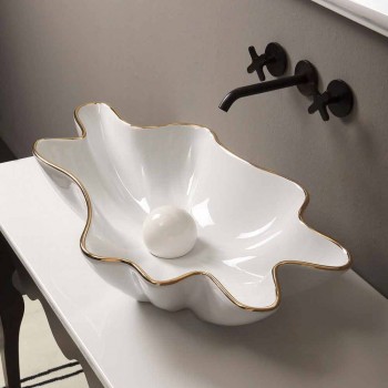Lavatório de design em cerâmica de ouro branco cerâmico feito na Itália Rayan