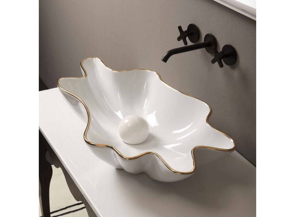 Lavatório de design em cerâmica de ouro branco cerâmico feito na Itália Rayan