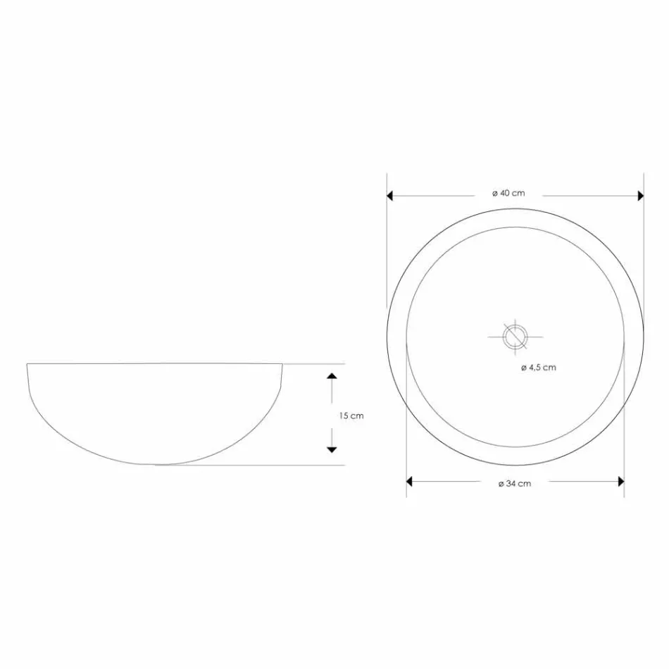 Lavatório de bancada redondo design em mármore preto trabalhado à mão - linho Viadurini