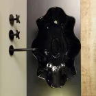 Lavatório de bancada em design de cerâmica preto e dourado feito na Itália Cubo Viadurini