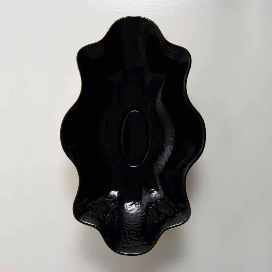 Lavatório de bancada em design de cerâmica preto e dourado feito na Itália Cubo Viadurini