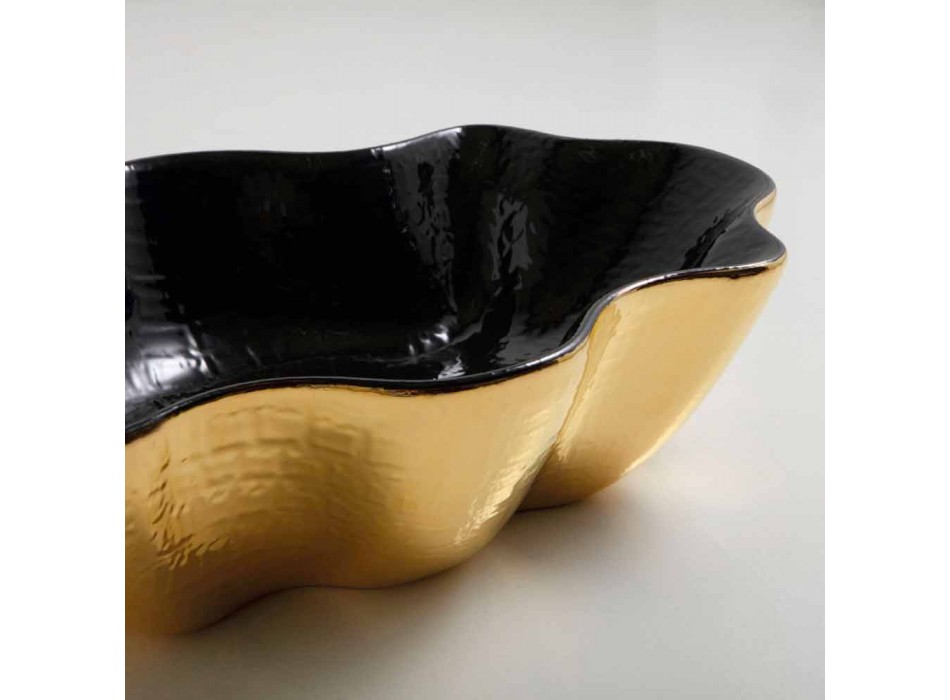 Lavatório de bancada em design de cerâmica preto e dourado feito na Itália Cubo Viadurini
