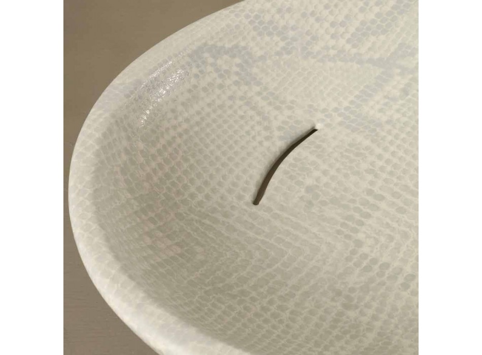 Pia de cerâmica branca Python design feita na Itália brilhante Viadurini