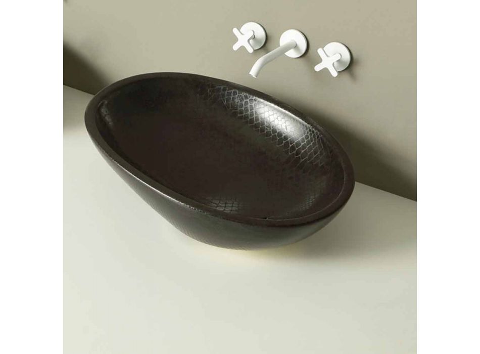 Design de bancada lavatório de cerâmica python preto feito na Itália brilhante