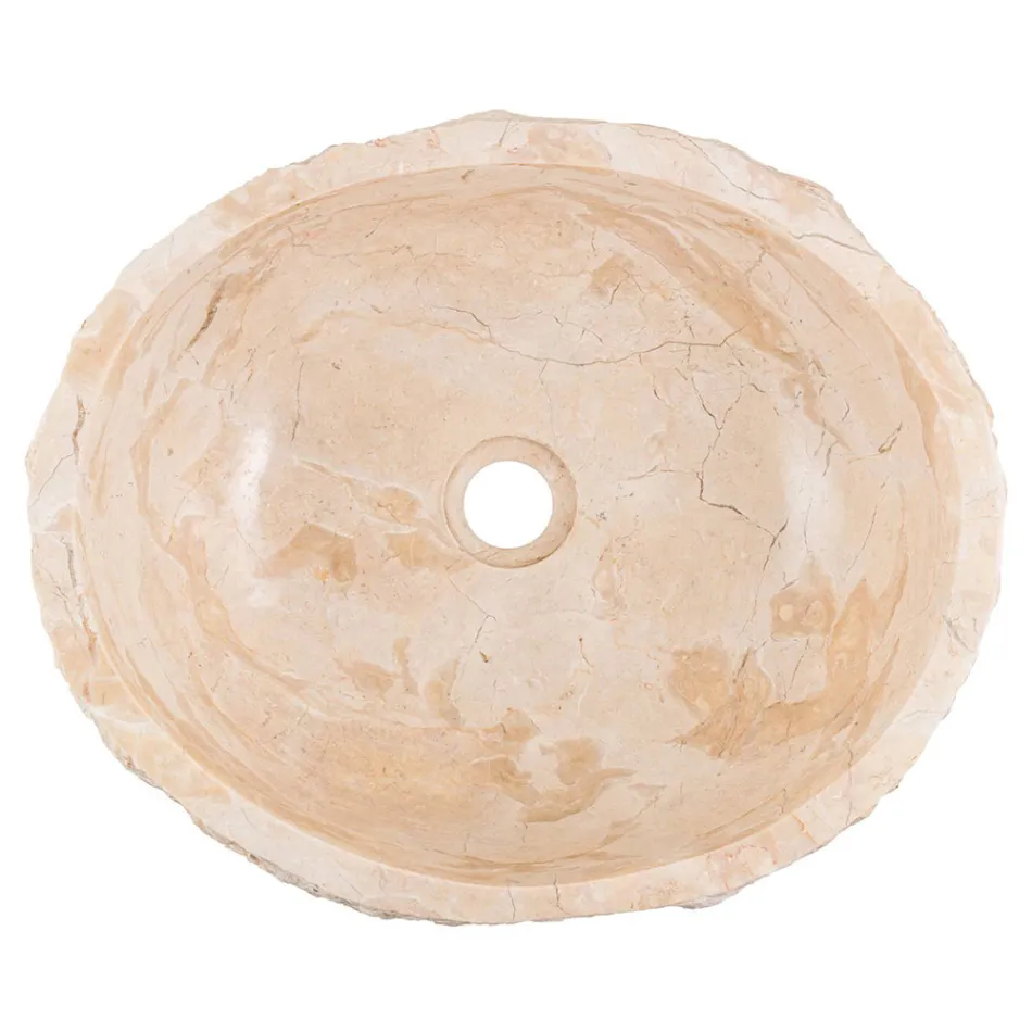 Lavatório de bancada de design artesanal em mármore erosi, Busseto Viadurini