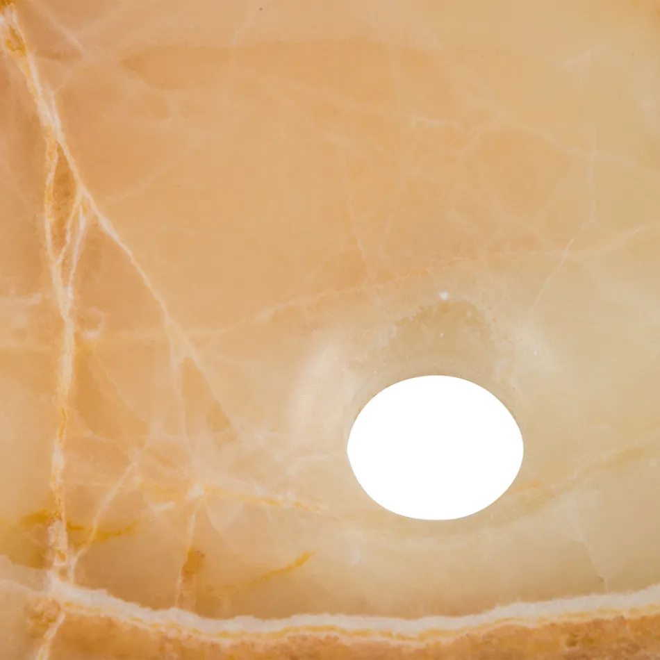 Lavatório de bancada de design em pedra ônix Lana, feito à mão Viadurini