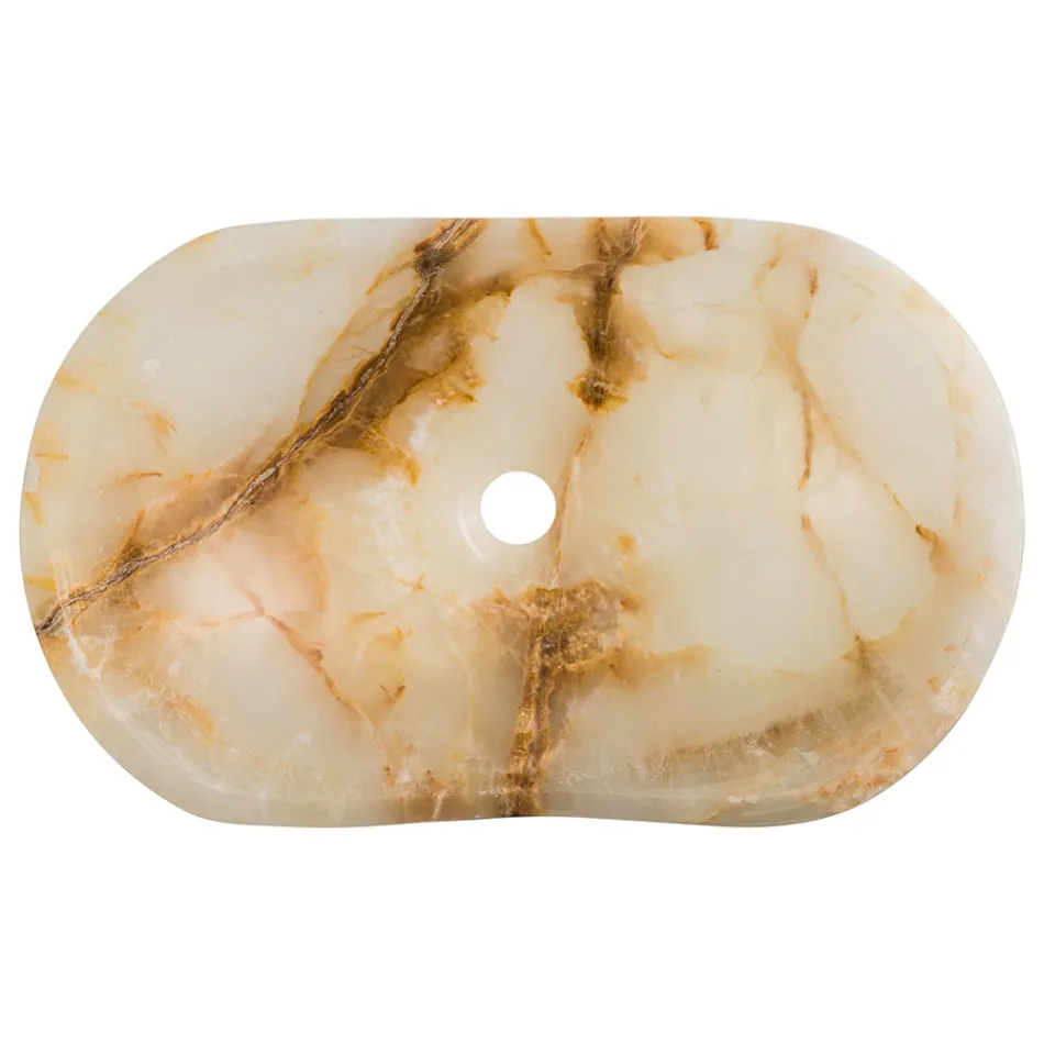 Lavatório de bancada de design em pedra ônix Lana, feito à mão Viadurini