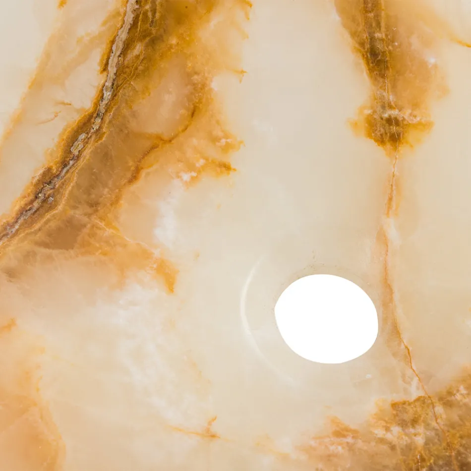 Lavatório de bancada de design em pedra ônix Lana, feito à mão Viadurini