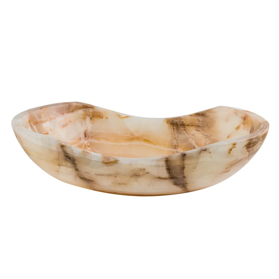 Lavatório de bancada de design em pedra ônix Lana, feito à mão Viadurini