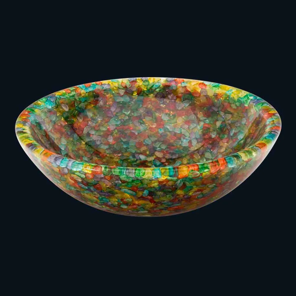 Lavatório de bancada de design em resina artificial e quartzo Nita Viadurini