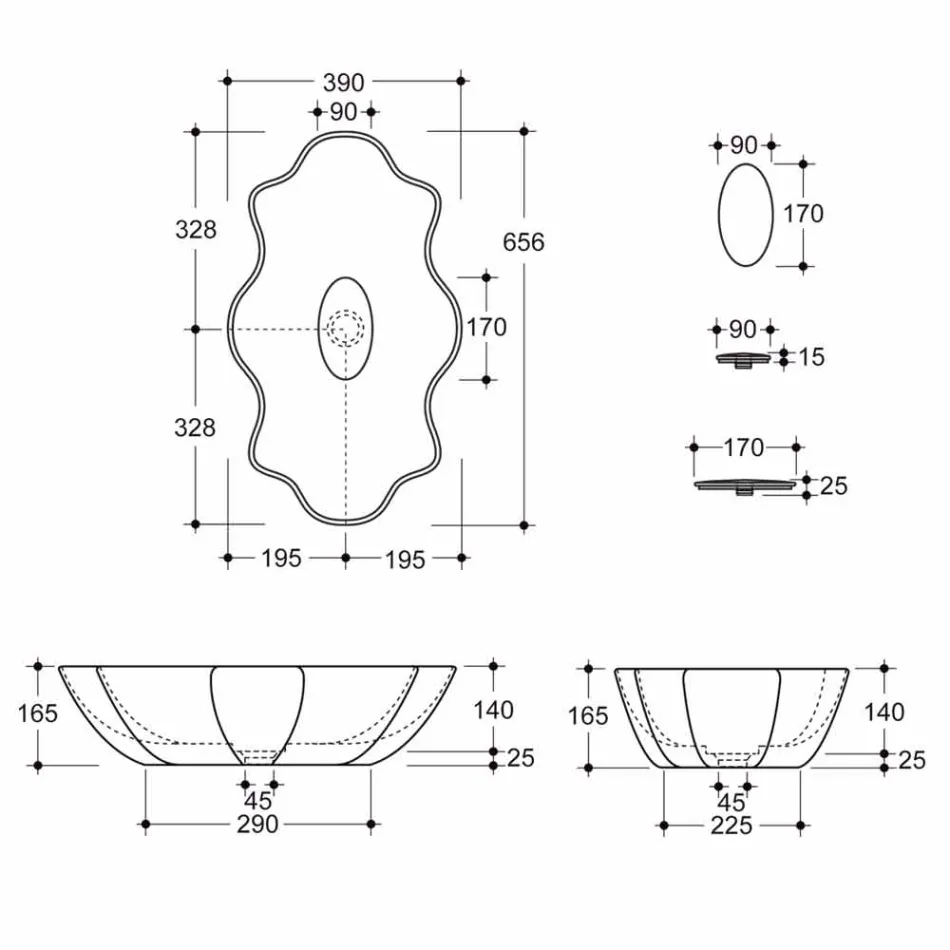 Lavatório de cerâmica design moderno feito em Itália Cube Viadurini