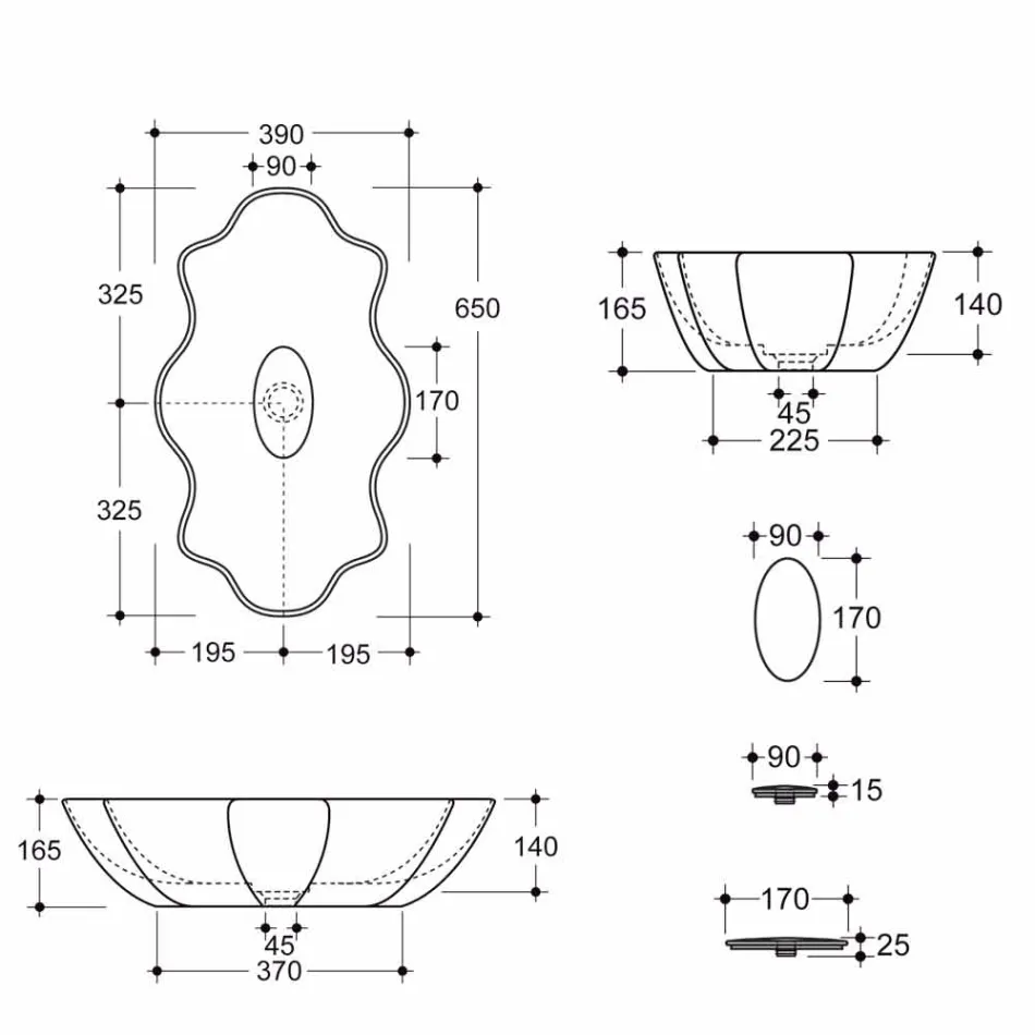 Lavatório de cerâmica design moderno feito na Itália Cubo Viadurini
