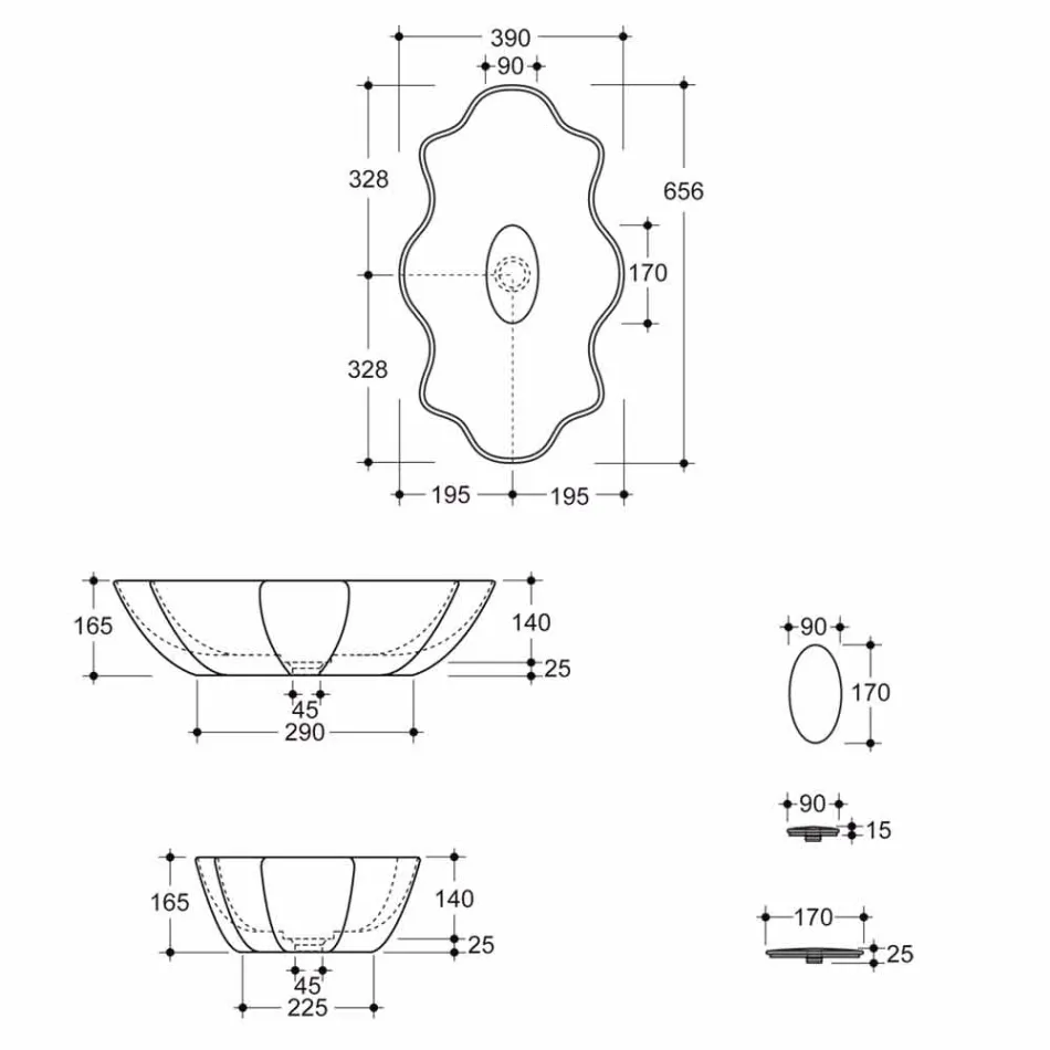 Lavatório de cerâmica design moderno feito na Itália Cubo Viadurini