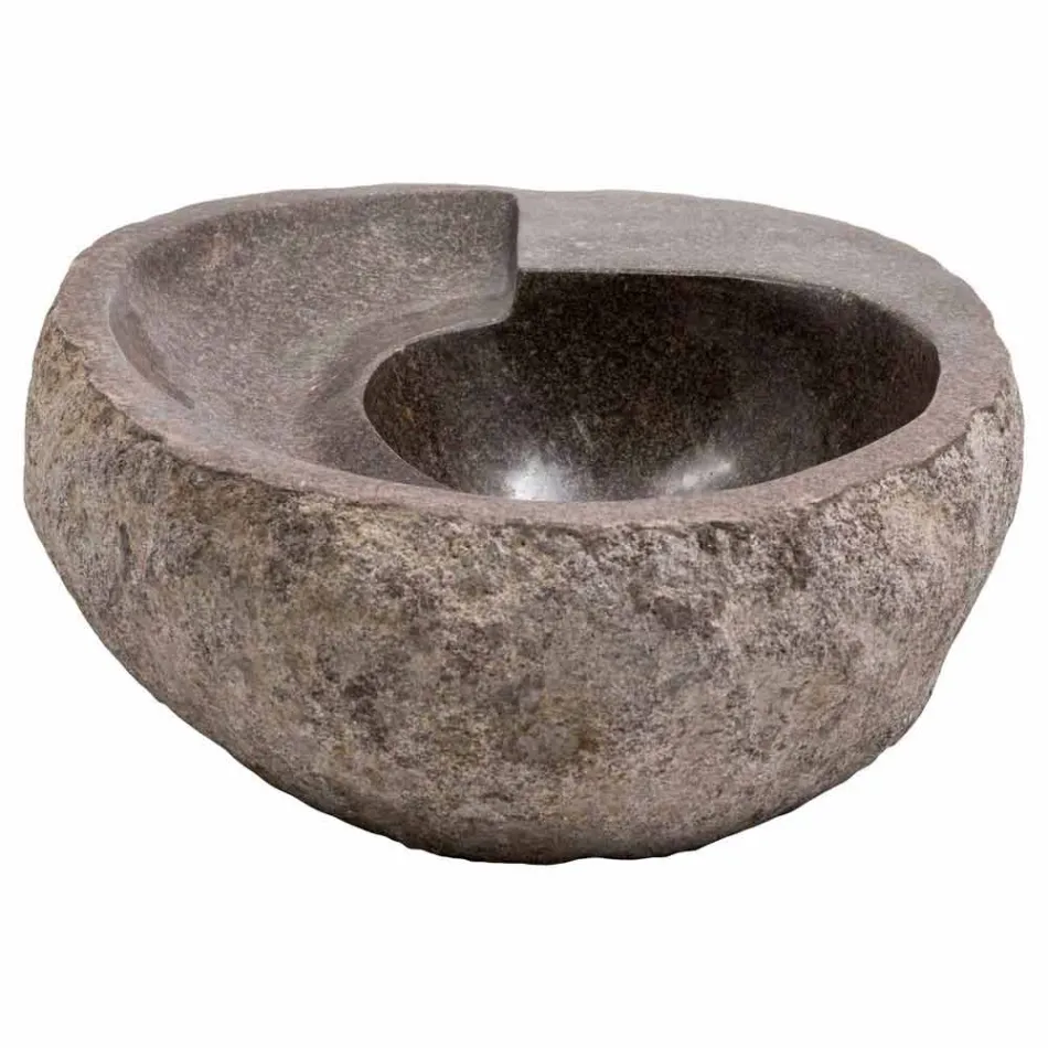 Lavatório de bancada de design moderno em pedra de rio, Busca Viadurini