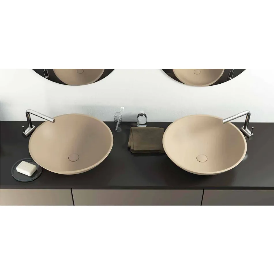 Lavatório autoportante circular moderno feito em pé na Itália, Donnas Viadurini