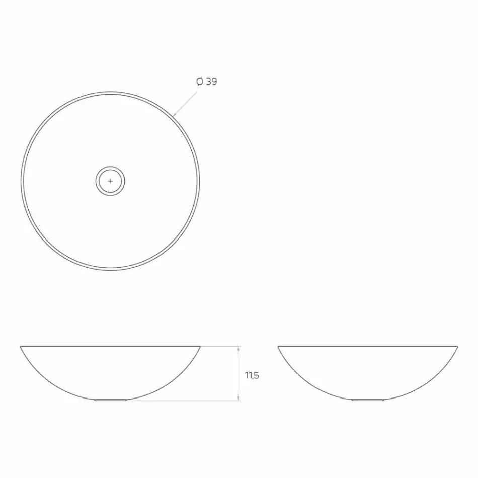 Lavatório autoportante circular moderno feito em pé na Itália, Donnas Viadurini