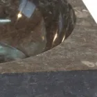 Lavatório de apoio cinza quadrado pedra natural Jiny Viadurini