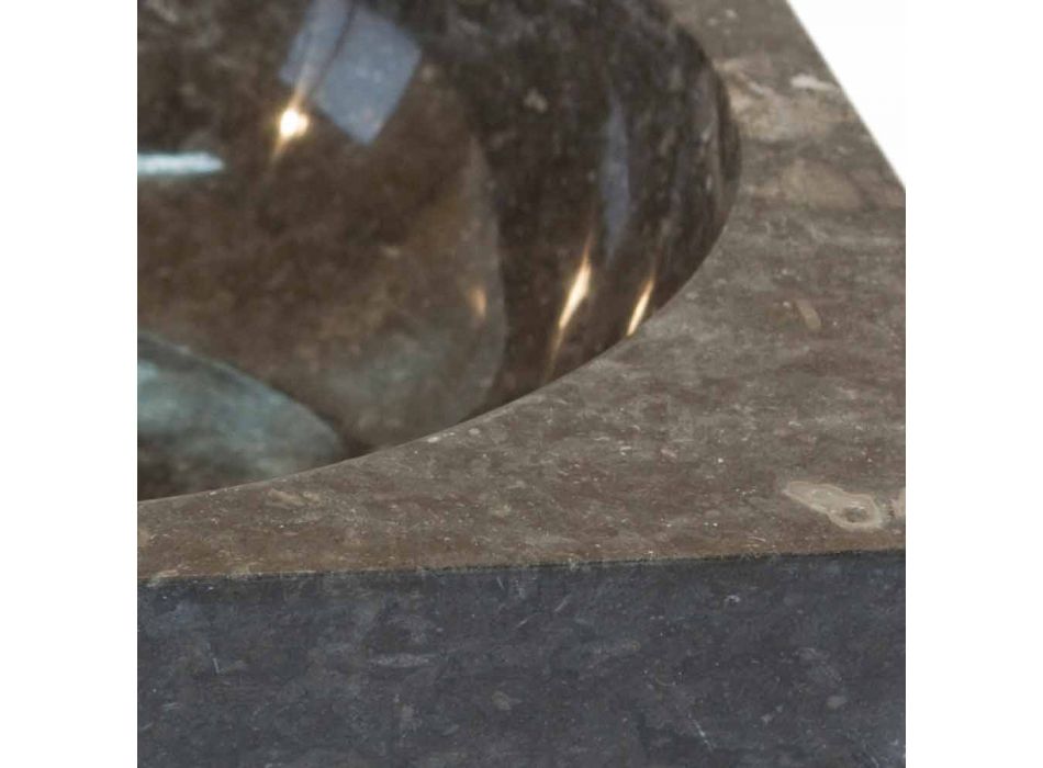 Lavatório de apoio cinza quadrado pedra natural Jiny Viadurini