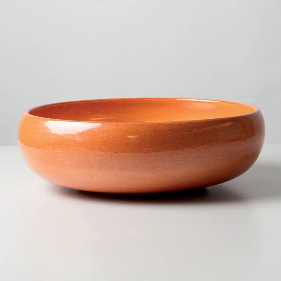 Pia de bancada em argila Raku com brilho craquelado metálico - Prisma Viadurini