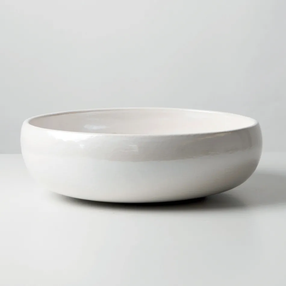 Pia de bancada em argila Raku com brilho craquelado metálico - Prisma Viadurini