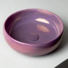 Pia de bancada em argila Raku com brilho craquelado metálico - Prisma Viadurini