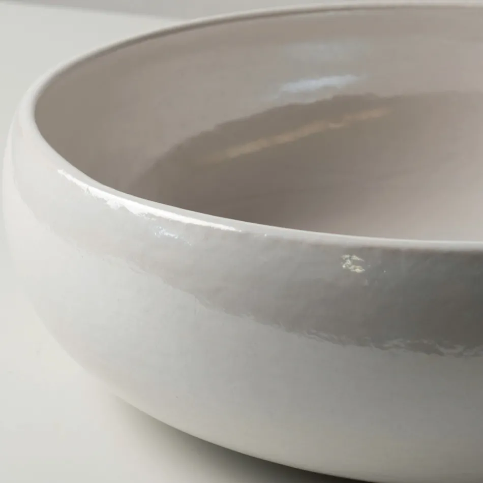 Pia de bancada em argila Raku com brilho craquelado metálico - Prisma Viadurini