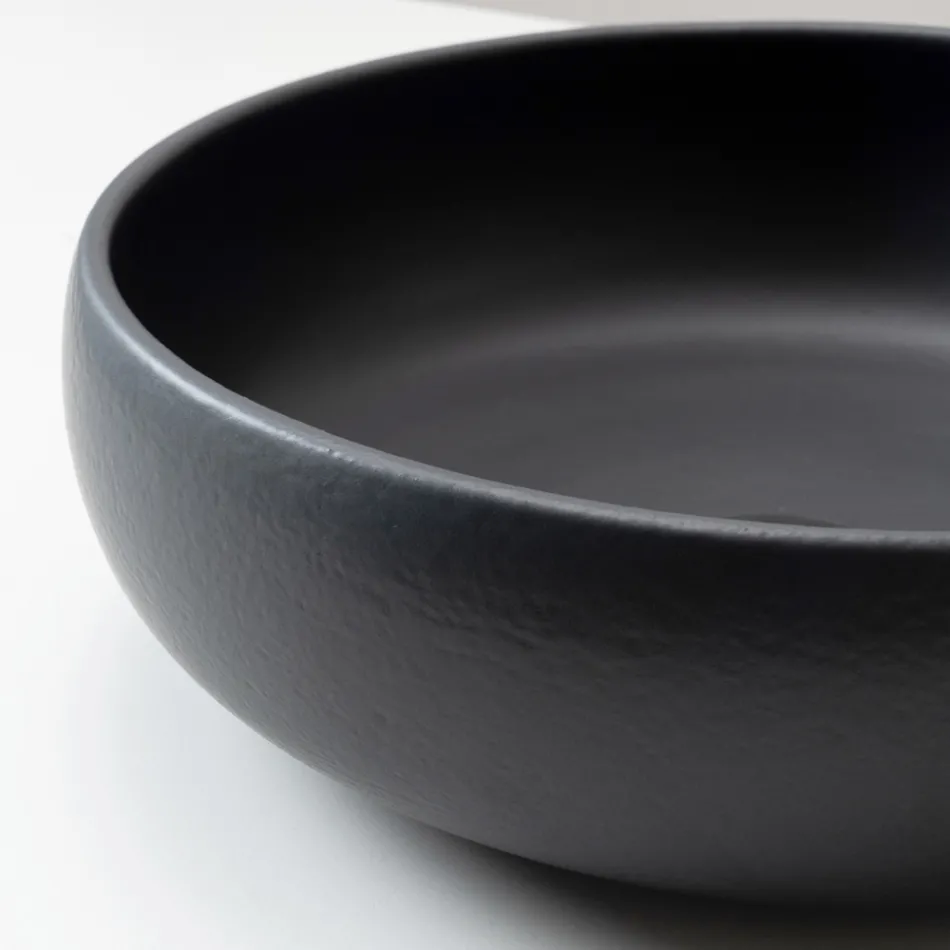 Pia de bancada em argila Raku com brilho craquelado metálico - Prisma Viadurini