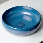 Pia de bancada em argila Raku com brilho craquelado metálico - Prisma Viadurini