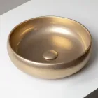 Pia de bancada em argila Raku metálica torneada à mão - Prisma Viadurini