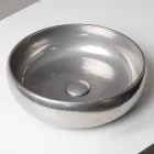 Pia de bancada em argila Raku metálica torneada à mão - Prisma Viadurini