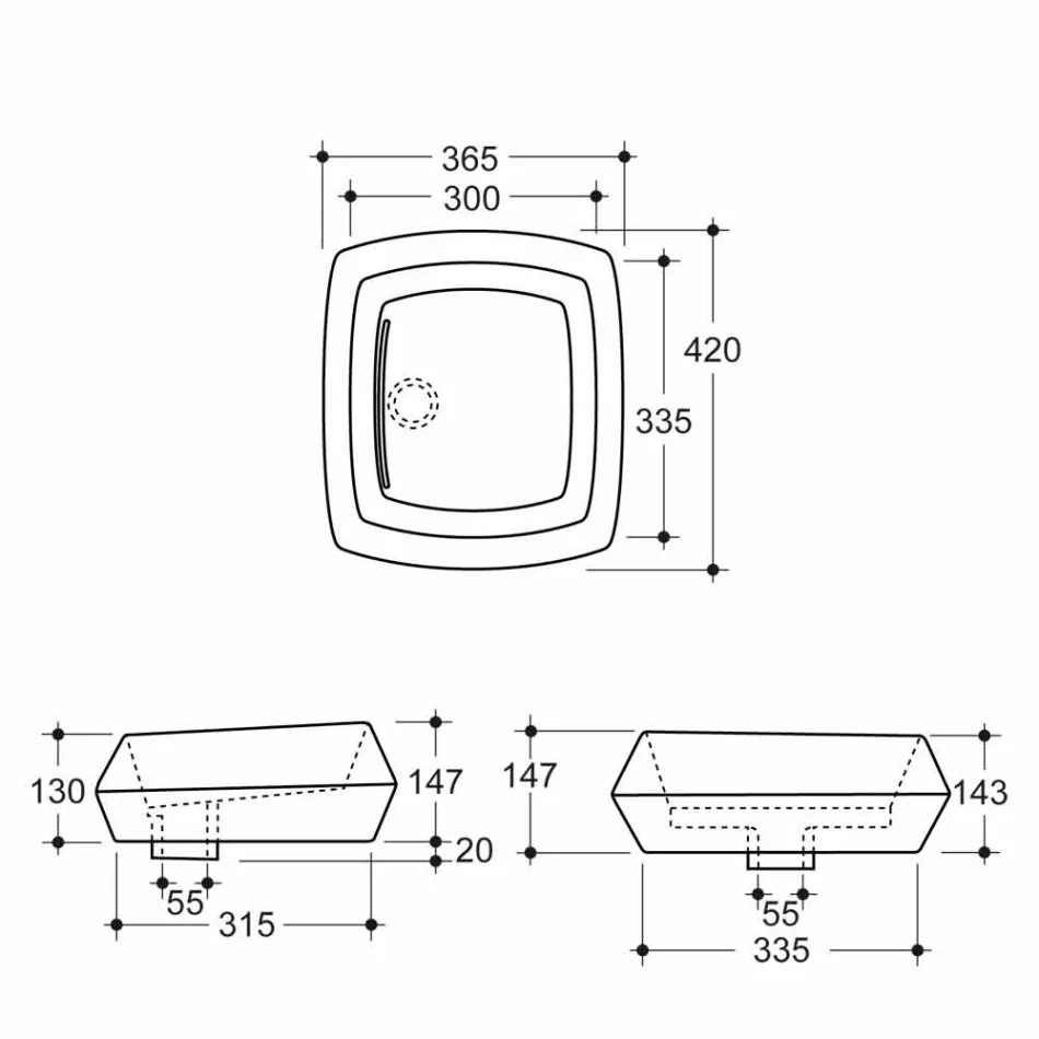 Lavatório de apoio em design de cerâmica branca feito na Itália Simon Viadurini
