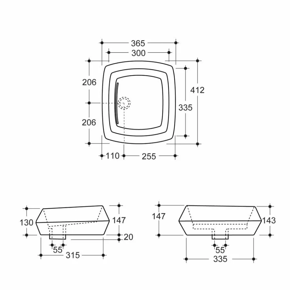 Lavatório de apoio em design de cerâmica branca feito na Itália Simon Viadurini