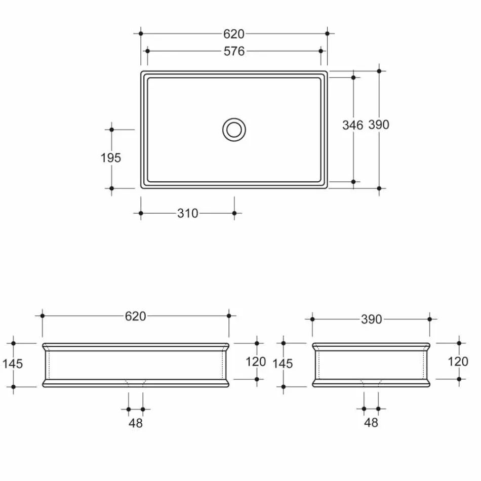 Lavatório de duas cores em cerâmica produzido na Itália por Debora Viadurini
