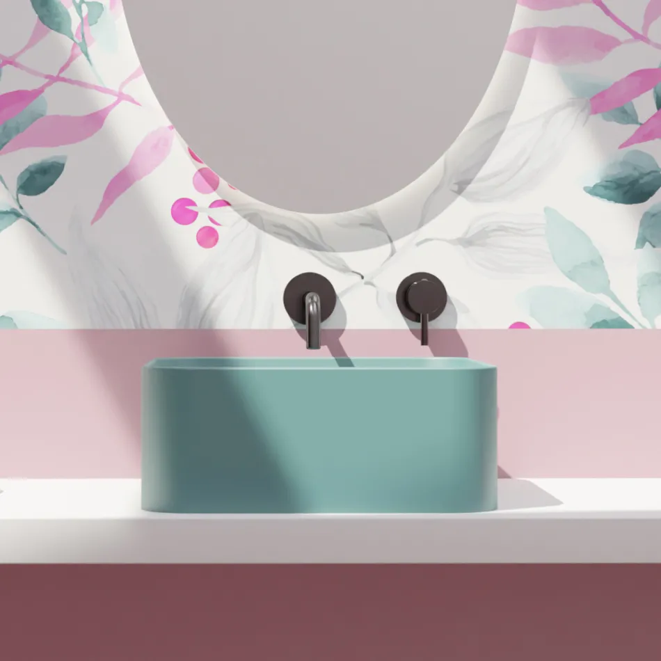 Lavatório de apoio de cerâmica com resíduos incluídos Made in Italy - Caixa Viadurini