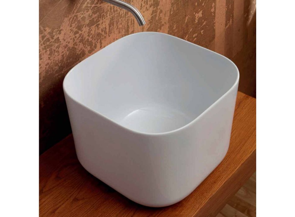Design moderno de cerâmica bancada lavatório Star Square 40x40 cm Viadurini