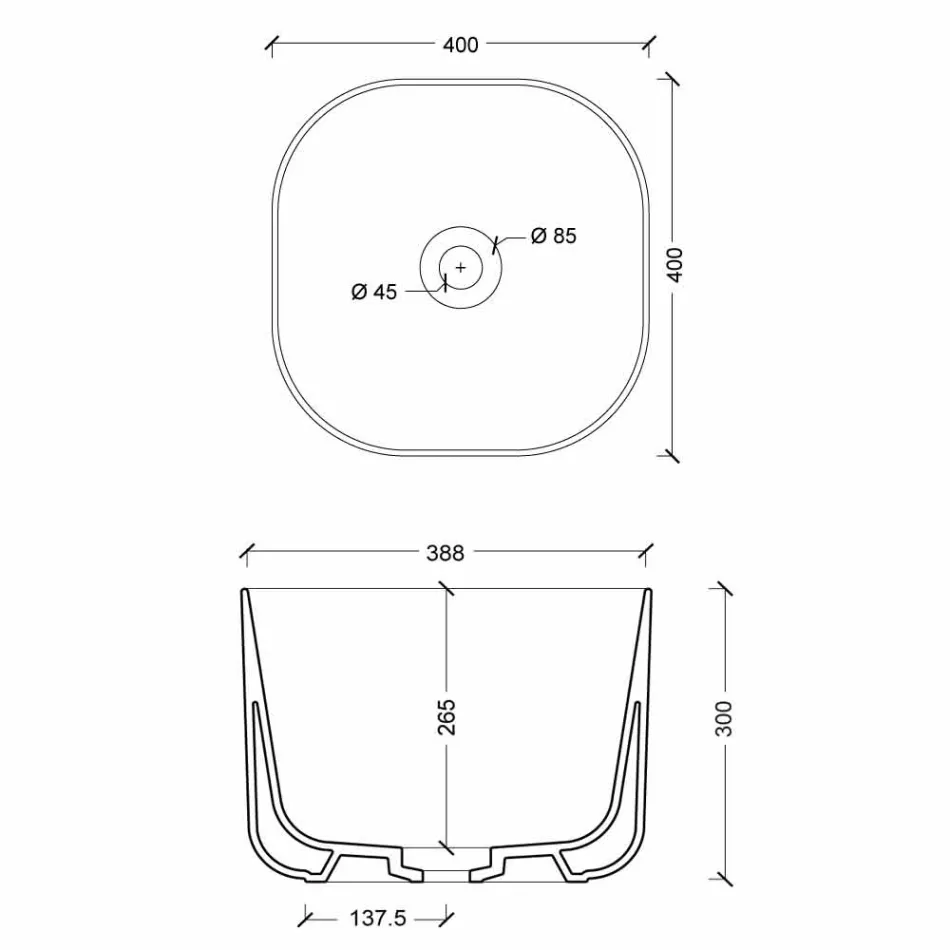 Design moderno de cerâmica bancada lavatório Star Square 40x40 cm Viadurini
