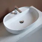 Pia de cerâmica de bancada com furo para torneira de design moderno - Papavero Viadurini