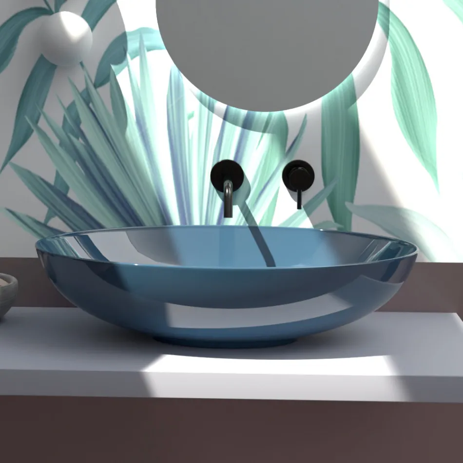 Lavatório de apoio em cerâmica brilhante ou fosca Made in Italy - Ferry Viadurini