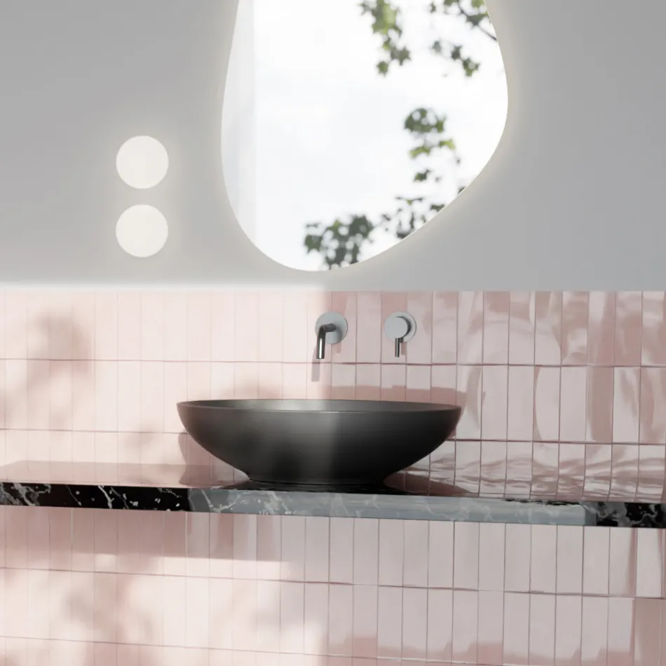 Lavatório de apoio em cerâmica brilhante ou fosca Made in Italy - Ferry Viadurini