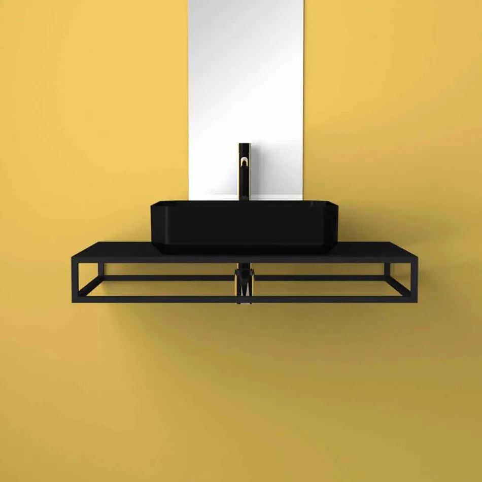 Lavatório de cerâmica moderna bancada feita na Itália, Zulimo Viadurini