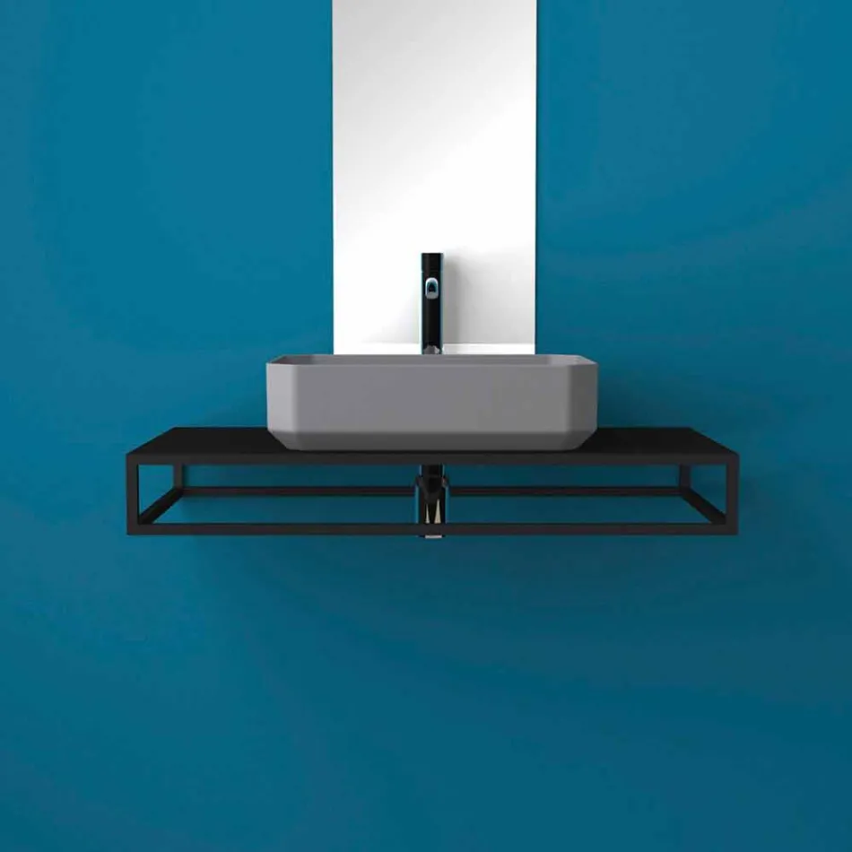 Lavatório de cerâmica moderna bancada feita na Itália, Zulimo Viadurini