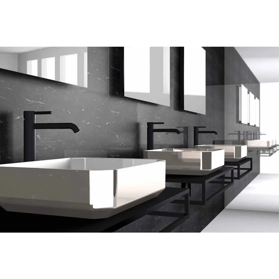 Lavatório de cerâmica moderna bancada feita na Itália, Zulimo Viadurini