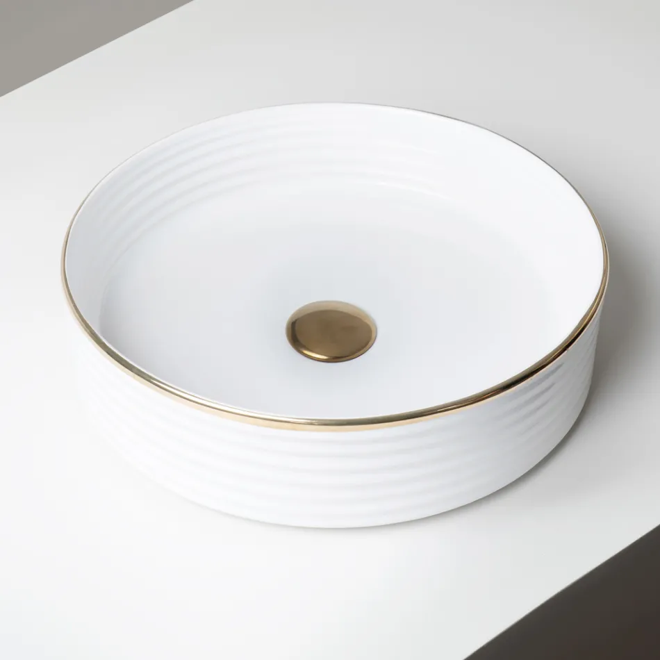 Pia de bancada em porcelanato com borda esmaltada - Vibração Viadurini