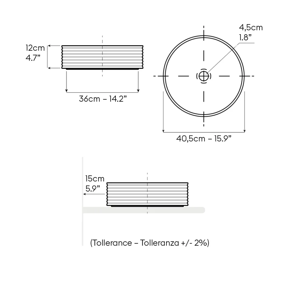 Pia de bancada em porcelanato com borda esmaltada - Vibração Viadurini