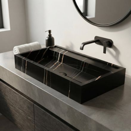 Pia de bancada em porcelanato com efeito mármore, fabricada na Itália - Cervia Viadurini