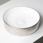 Lavatório de bancada em porcelanato ondulado, fabricado na Itália - Vibrazione Viadurini